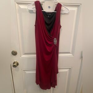 Burgundy Draped Midi Dress